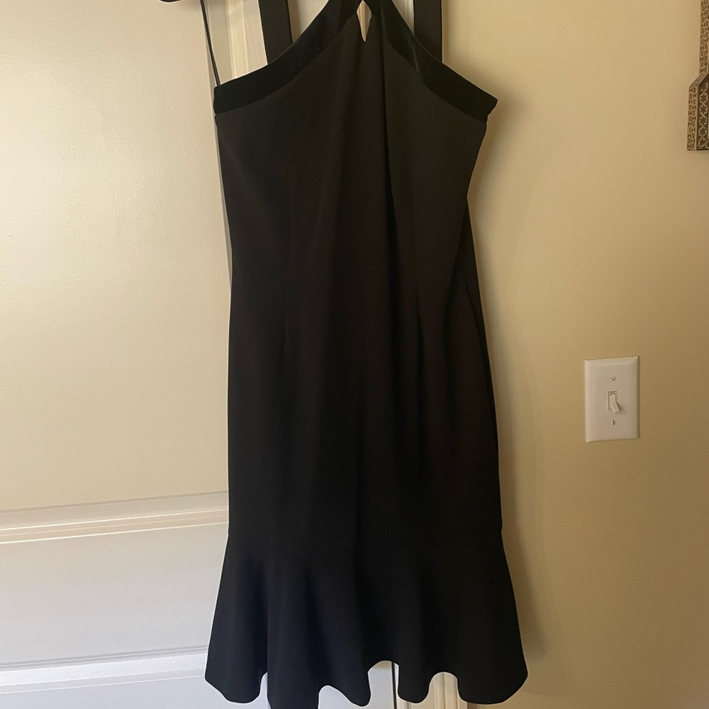 Black Dress with Velvet Trim. NWT. Flared bottom